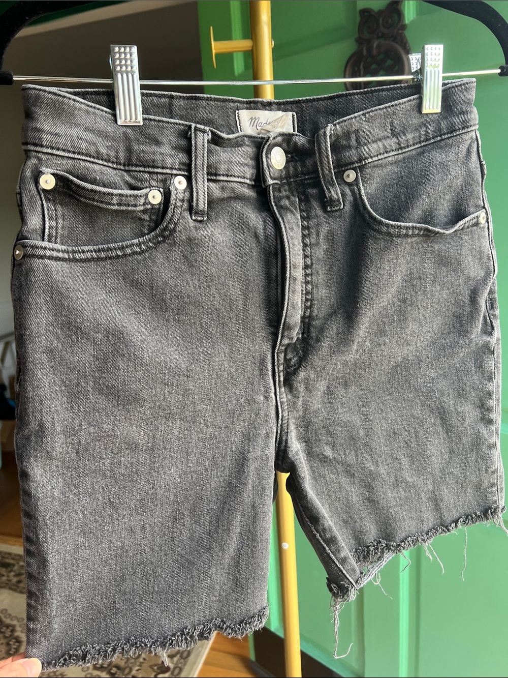 Madewell Charcoal Grey Washed Denim Cutoff Shorts